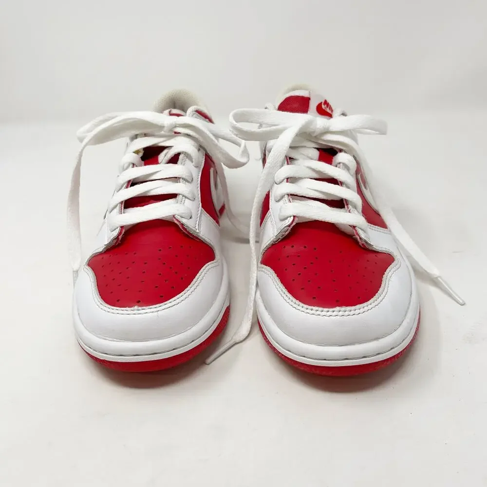 Nike Youth Size 4Y Dunk Low Championship Red White 2021 Leather Sneaker Casuals
